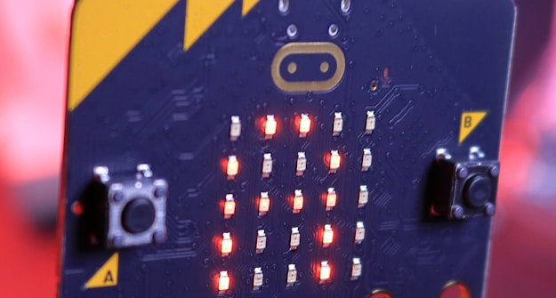 Development board with glowing LED matrix